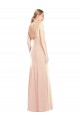 Buy Bateau Neck Long Stretch Crepe Nude Sleeveless Semi Formal Evening Dress UK