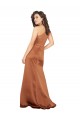 Buy One Shoulder Long Silky Satin Orange Sleeveless Evening Dress UK