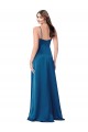 Buy Cowl Neck Long Silky Satin Peacock Blue Sleeveless Formal Evening Dress UK