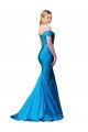 Buy High Neck Long Satin Peacock Blue Sleeveless Formal Evening Dress UK