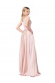 Buy High Neck Long Satin Pink Sleeveless Formal Evening Dress UK