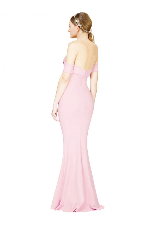 Buy Strapless Long Stretch Crepe Pink Sleeveless Formal Evening Dress UK