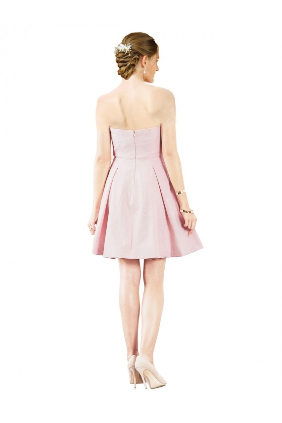 Buy Sweetheart Knee Length Satin Pink Sleeveless Evening Dress UK