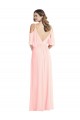 Buy V-Neck Long Soft Chiffon Pink Cold Shoulder Semi Formal Evening Dress UK