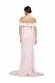 Buy Square Neck Sweep Train Stretch Crepe Pink Sleeveless Formal Evening Dress UK