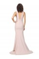 Buy V-Neck Sweep Train Stretch Crepe Pink Sleeveless Black Tie Evening Gown UK