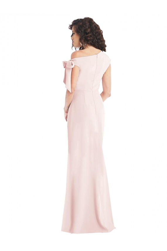 Buy Off the Shoulder Long Stretch Crepe Pink Cap Sleeves Formal Evening Dress UK