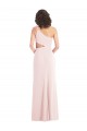 Buy One Shoulder Long Stretch Crepe Pink Sleeveless Formal Evening Dress UK