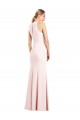 Buy V-Neck Long Stretch Crepe Pink Sleeveless Semi Formal Evening Dress UK