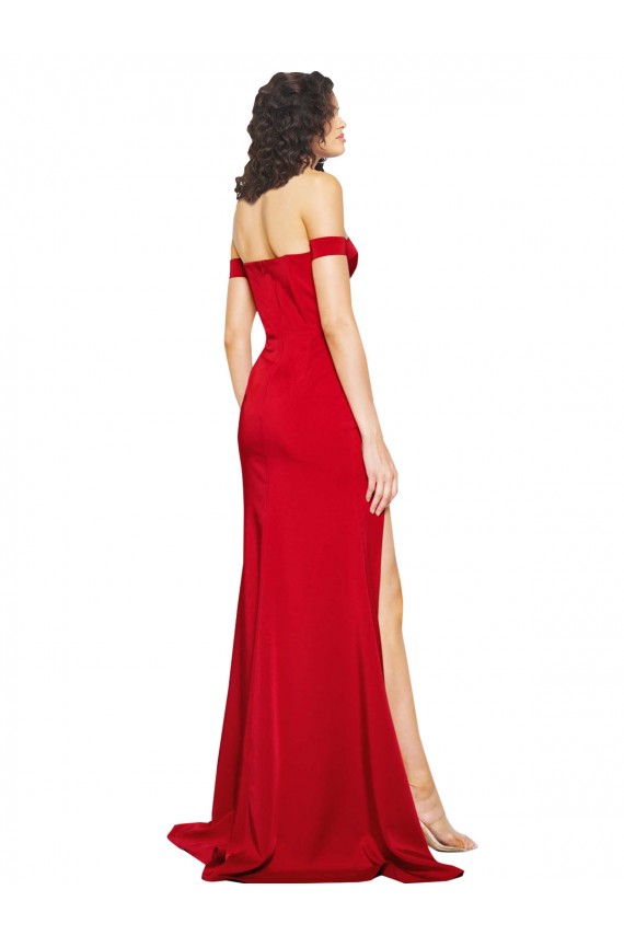 Buy Sweetheart Long Silky Satin Red Sleeveless Formal Evening Dress UK