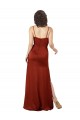 Buy Square Neck Long Silky Satin Red Sleeveless Formal Evening Dress UK
