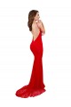 Buy High Neck Long Lace Red Sleeveless Evening Dress UK
