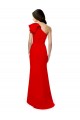 Buy High Neck Long Stretch Crepe Red Sleeveless One Shoulder Evening Dress UK