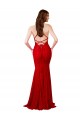 Buy V-Neck Long Lace Red Sleeveless Evening Dress UK