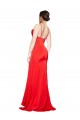 Buy Strapless Long Stretch Satin Red Sleeveless Formal Evening Dress UK