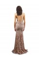 Buy High Neck Long Stretch Crepe & Sequin Tulle Rose Gold Sleeveless Formal Evening Dress UK