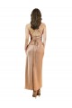 Buy Cowl Neck Midi Length Silky Satin Rose Gold Sleeveless Formal Evening Dress UK