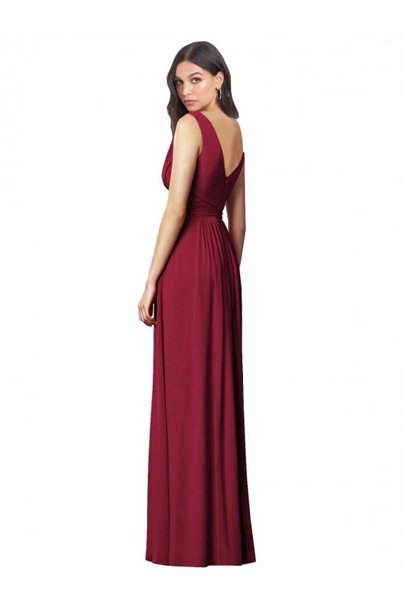 Buy V-Neck Long Soft Chiffon Royal Blue Sleeveless Semi Formal Evening Dress UK