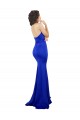 Buy High Neck Long Stretch Crepe Royal Blue Sleeveless Formal Evening Dress UK
