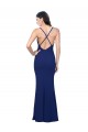 Buy V-Neck Long Stretch Crepe Royal Blue Sleeveless Evening Dress UK