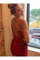 Buy V-Neck Short Velvet Sequin Royal Blue Sleeveless Evening Gowns UK