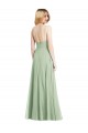 Buy Square Neck Long Soft Chiffon Sage Sleeveless Formal Evening Dress UK