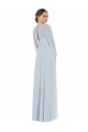 Buy Strapless Long Soft Chiffon Sea Glass Puff Sleeves Formal Evening Dress UK