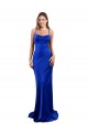 Buy Cowl Neck Long Silky Satin Royal Blue Sleeveless Formal Evening Dress UK