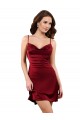 Buy Cowl Neck Midi Length Silky Satin Burgundy Sleeveless Formal Evening Dress UK