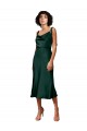 Buy Cowl Neck Midi Length Stretch Satin Hunter Sleeveless Black Tie Evening Dress UK