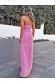Buy Halter Neck Long Velvet Sequin Sleeveless Evening Dress UK