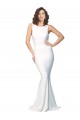 Buy High Neck Long Stretch Crepe Ivory Sleeveless Formal Evening Dress UK