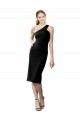 Buy One Shoulder Cocktail Length Stretch Crepe Black Sleeveless Formal Evening Dress UK