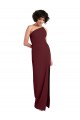 Buy One Shoulder Long Stretch Crepe Burgundy Gold Sleeveless Formal Evening Dress UK
