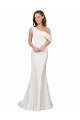 Buy One Shoulder Sweep Train Stretch Crepe Ivory Sleeveless Formal Evening Dress UK