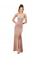 Buy One Shoulder Long Stretch Velvet Pink Sleeveless Black Tie Evening Dress UK