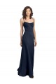 Buy Scoop Neck Long Stretch Crepe Dark Navy Sleeveless Evening Dress UK