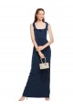 Buy Scoop Neck Long Stretch Crepe Dark Navy Sleeveless Formal Evening Dress UK