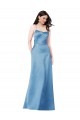 Buy Square Neck Long Satin Sky Blue Sleeveless Formal Evening Dress UK
