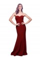 Buy Strapless Long Stretch Crepe Burgundy Sleeveless Formal Evening Dress UK