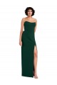 Buy Strapless Long Stretch Crepe Midnight Green Sleeveless Formal Evening Dress UK