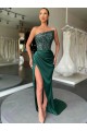 Buy Strapless Sweep Train Velvet Sequin Sleeveless Evening Dress UK