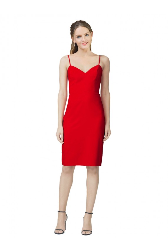Buy Sweetheart Cocktail Length Stretch Crepe Red Sleeveless Formal Evening Dress UK