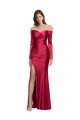 Buy Sweetheart Long Stretch Satin Dark Red Long Sleeves Formal Evening Dress UK