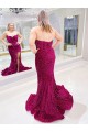 Buy Sweetheart Sweep Train Velvet Sequin Sleeveless Evening Dress UK