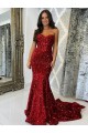 Buy Sweetheart Court Train Velvet Sequin Burgundy Sleeveless Evening Gown UK
