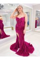 Buy Sweetheart Sweep Train Velvet Sequin Sleeveless Evening Dress UK