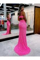 Buy V-Neck Long Sweep Train Velvet Sequin Sleeveless Evening Dress UK