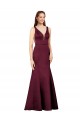 Buy V-Neck Long Satin Burgundy Sleeveless Formal Evening Gown UK