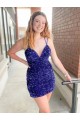 Buy V-Neck Short Velvet Sequin Sleeveless Cocktail Evening Gown UK
